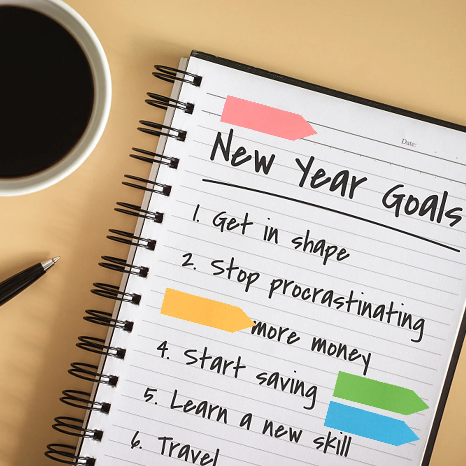 

1 set 1 Set Notepads Pu Box Page Marker Neon Index Tabs For Office School Memo Pad Self-Stick Notes Label Sticker