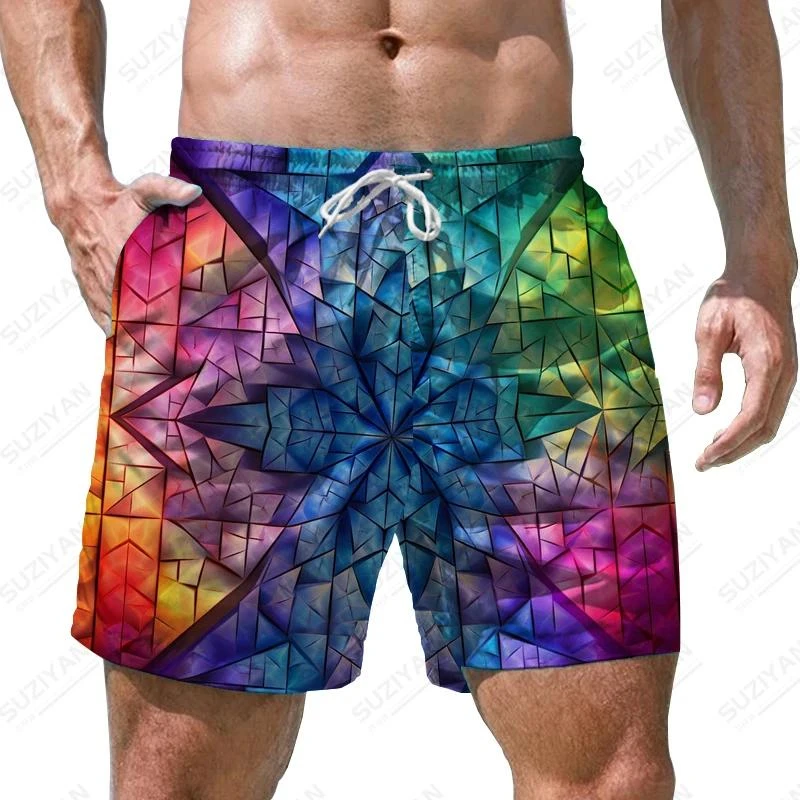 New Cool Colours Pattern 3D Print Men's Shorts Quick Dry Swim Shorts Casual Beach Pants Oversized Sports Shorts Trend Male Pants