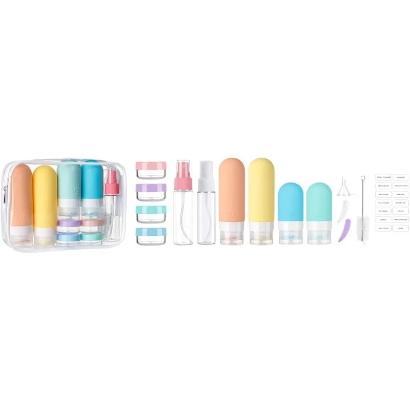 مجموعة زجاجات سفر مكونة من 16 قطعة، حاويات سيليكون قابلة للعصر مانعة للتسرب، مناسبة لمستلزمات النظافة والشامبو والغسول وجل الاستحمام #3