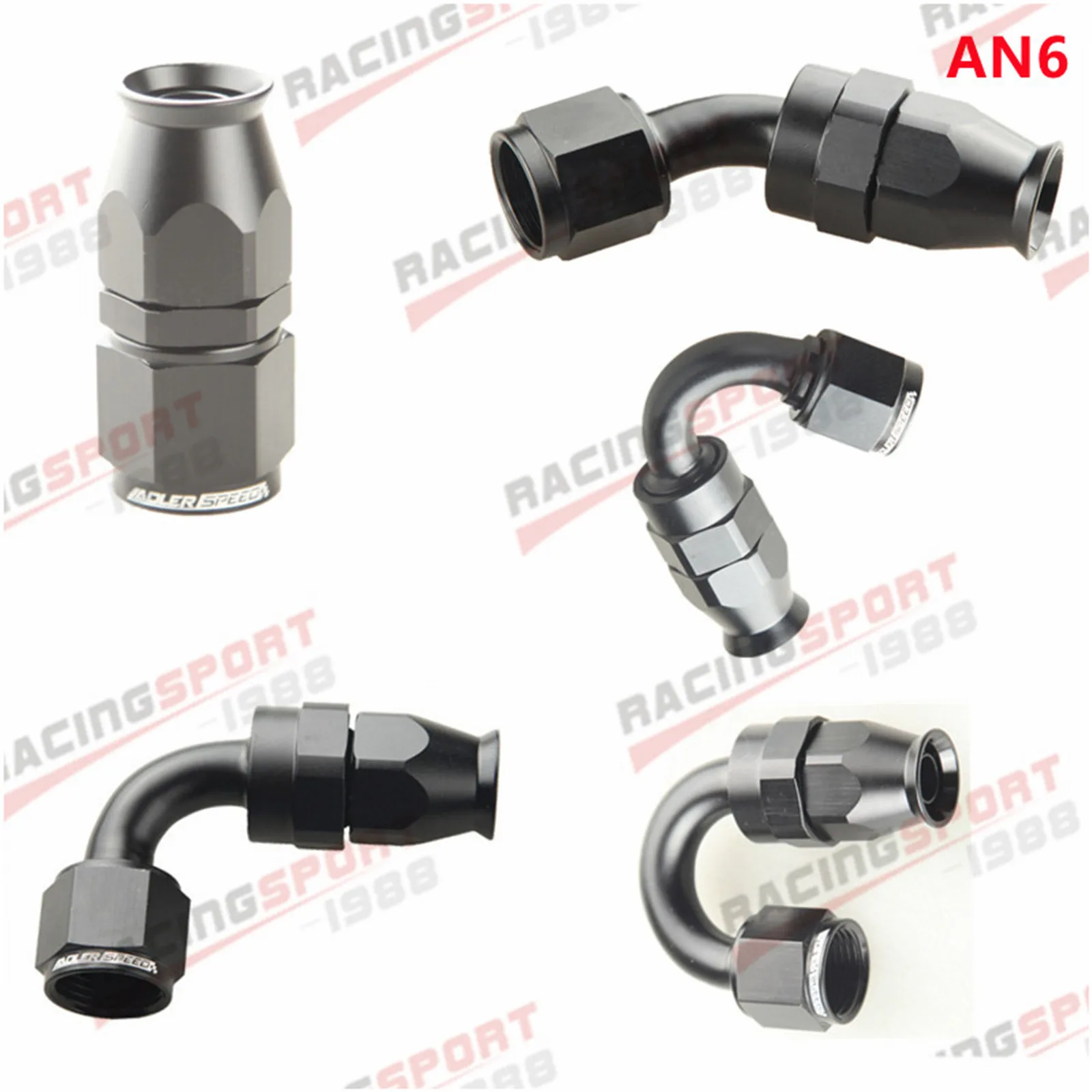 

For Swivel PTFE Oil Fuel Line Hose End Fitting AN6 6AN Straight 0° 45° 90° 180° 120° Degree Reusable Hose End Fitting Adapter