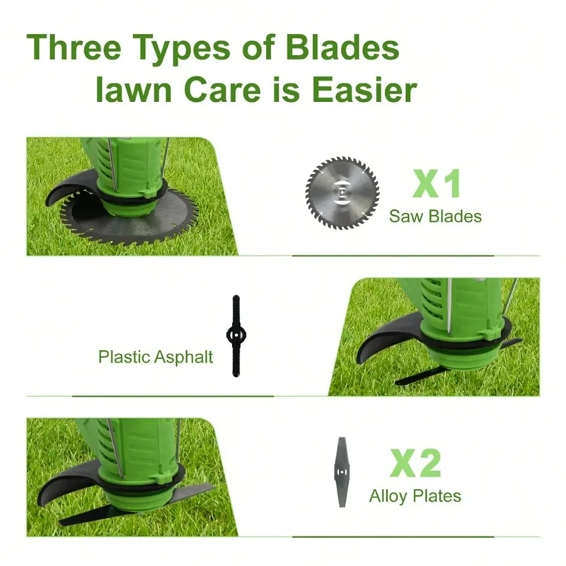PZHI Brushless Cordless Electric Weed Lawn Mower 2-in-1, 18000 RPM Grass String Trimmer Edger, 24V Battery Powered, for Garden