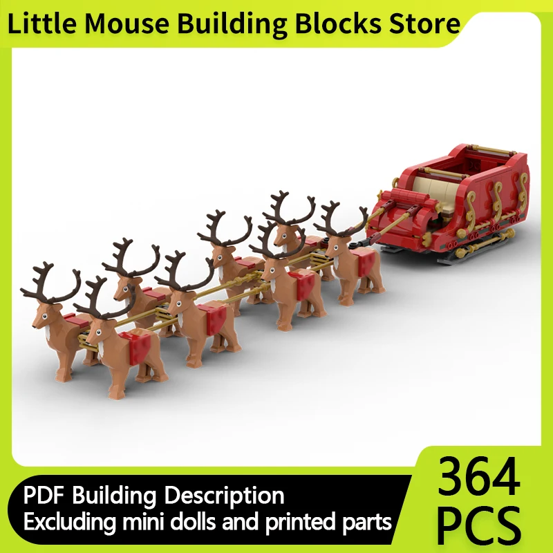 

City Street View Model MOC Building Bricks Santa Claus Sleigh Modular Technology Gifts Holiday Assemble Children Toys Suit