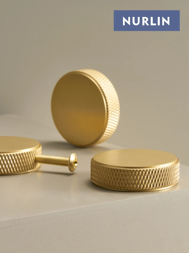 Nurlin New Solid Brass Knurled Round Exquisite Cabinets Drawers Knobs Cloakrooms Wardrobes Anti Slip Handles Novel Design