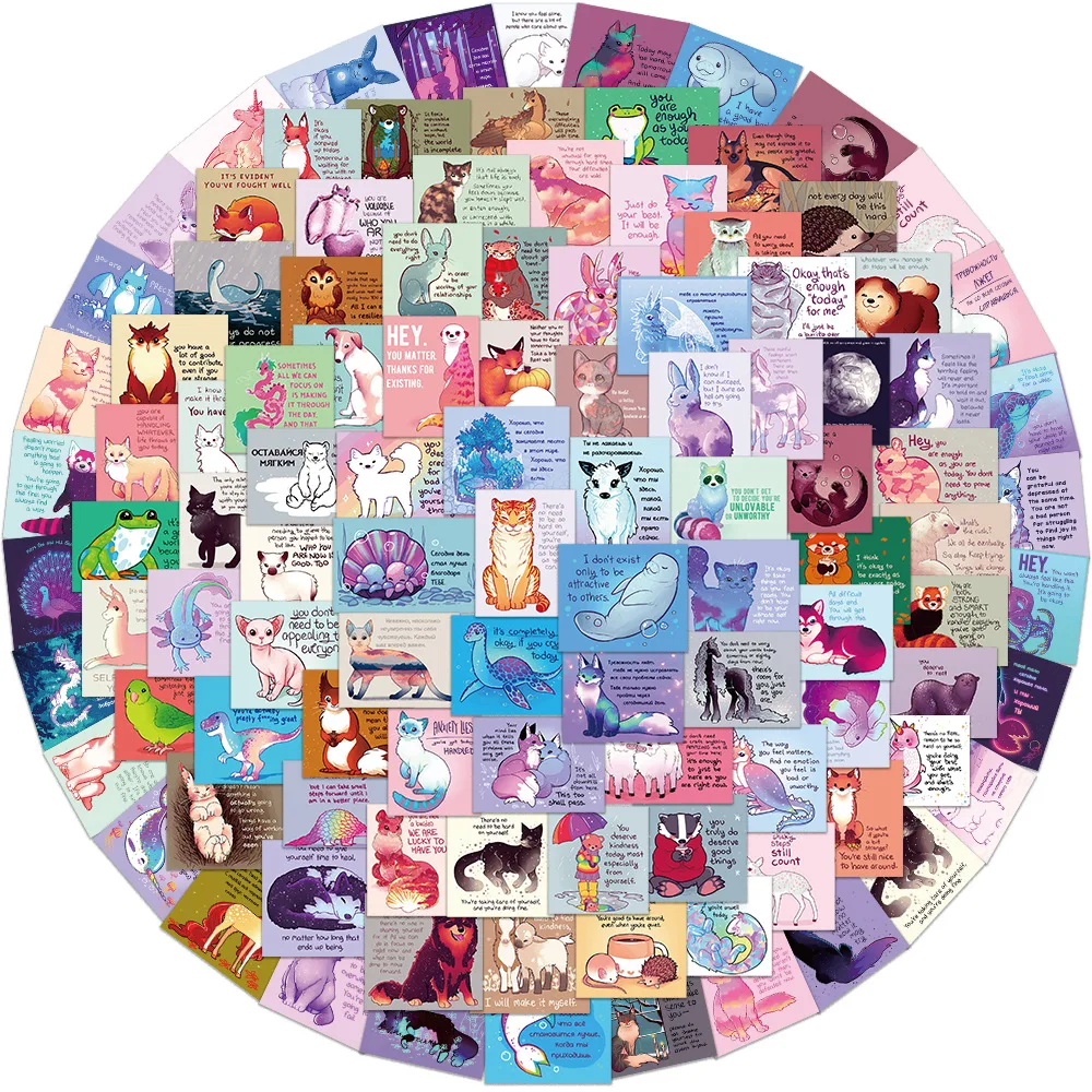 

50 шт. мотивационные наклейки с английскими животными и граффити, украшение для чемодана, мотоцикла, водонепроницаемые наклейки