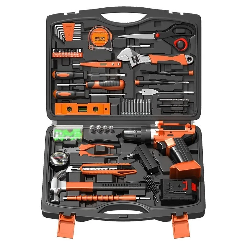

Household Multi-Function Hardware Tool Set Electrician Car Repair Cordless Drill Complete Toolbox Kit