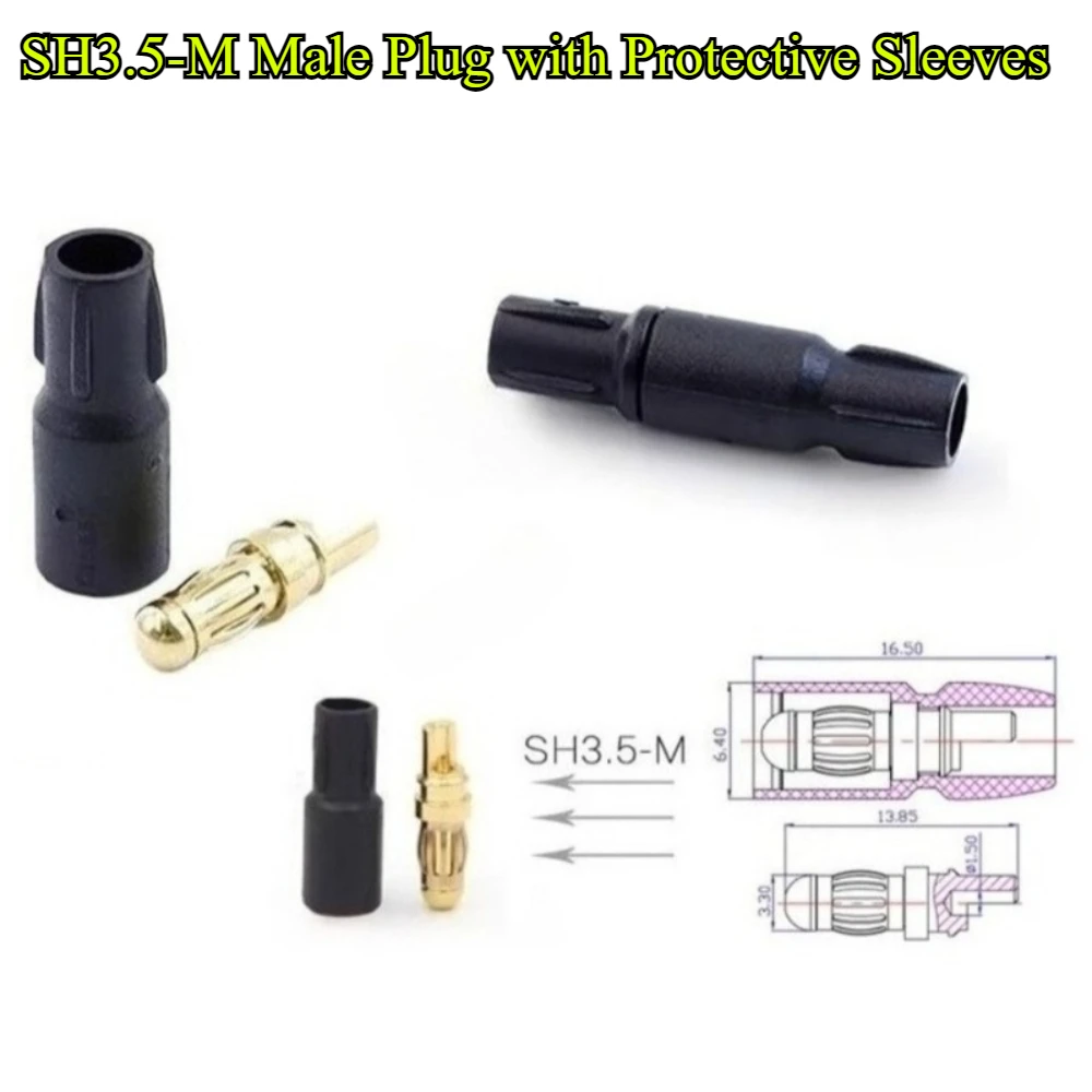 5/10/20 ชิ้น หัวเสียบ SH3.5-M/F ตัวผู้ ตัวเมีย ขนาด 3.5 มม. ชุบทอง พร้อมปลอกป้องกัน สำหรับมอเตอร์ RC โดรน รถยนต์ เรือ