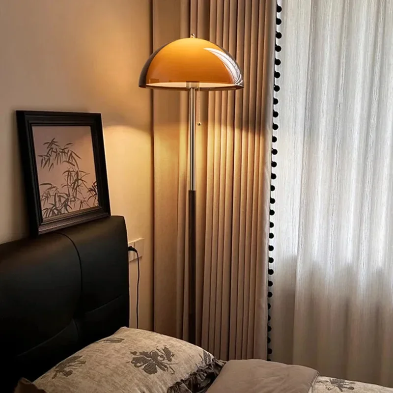 Modern Acrylic Lampshade Floor Lamp Vintage Dark Brown Floor Light Living Room Bedroom Study Lighting Fixtures