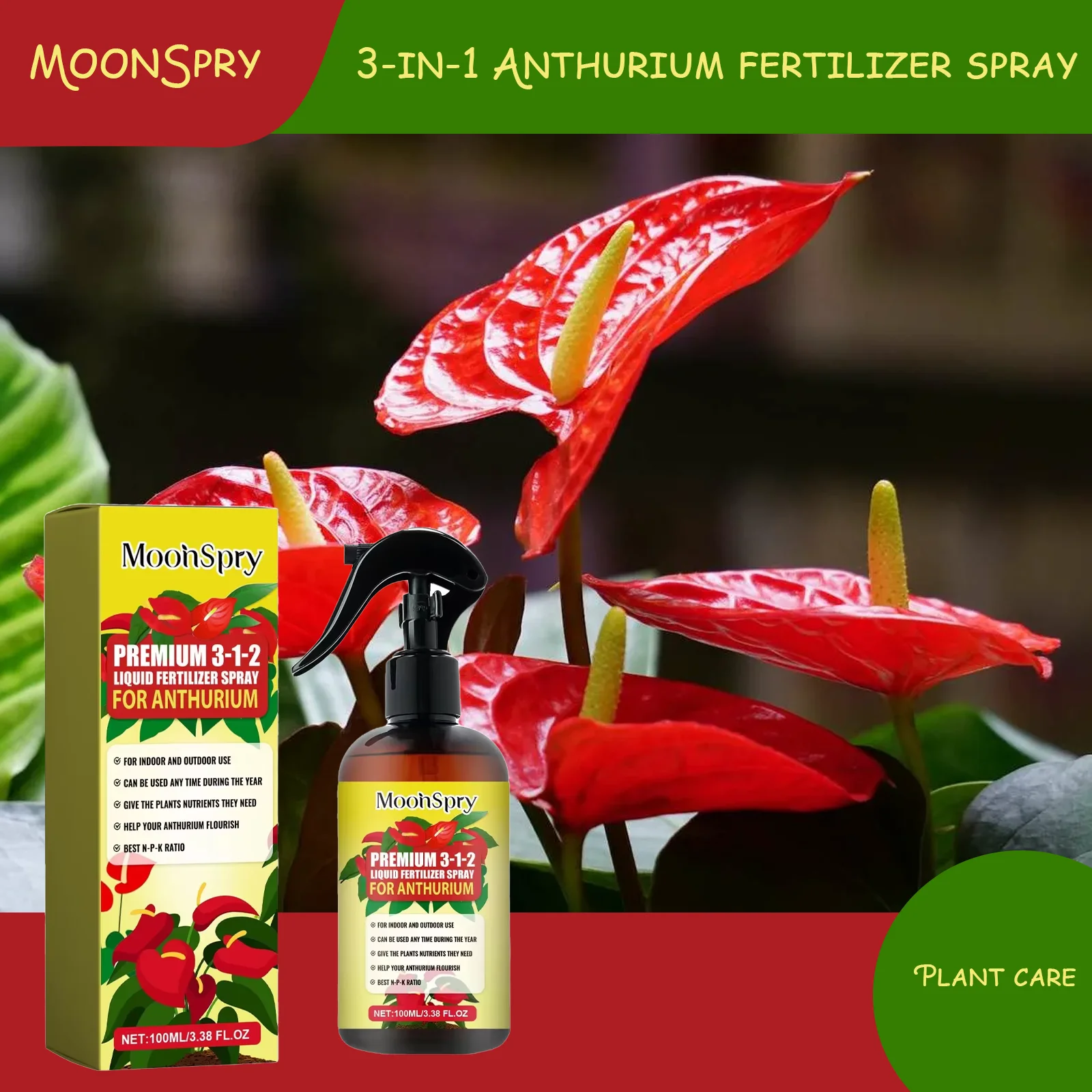 MOONSPRY بخاخ الأسمدة السائلة للأنثوريوم يحسن نسيج تربة النخيل الحمراء ويعزز الخصوبة ونفاذيةها #6