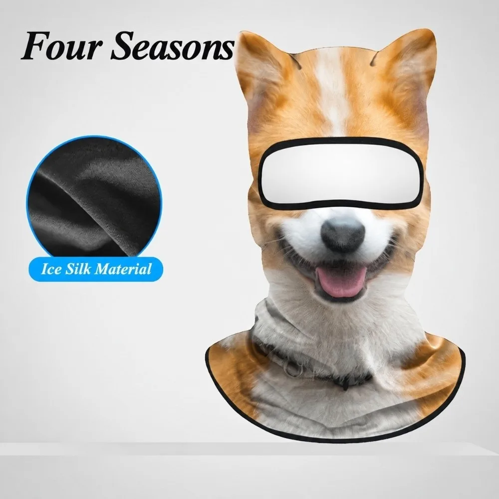 Animal Pattern Balaclava Mask Windproof Breathable Full Face Mask Ice Silk Skin Friendly Eared Head Cover Cycling/Party/Outdoor