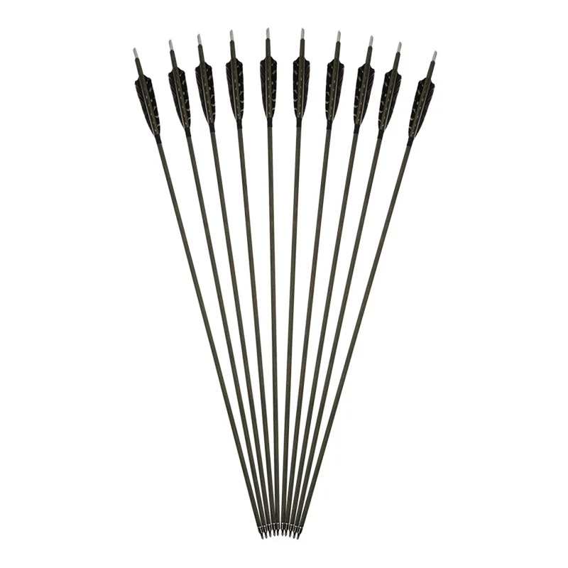 

6/12pcs Archery Pure Carbon Arrow ID6.2mm OD7.6mm SP350 4'' Turkey Feather Recurve Compound Bow Shooting Accessories