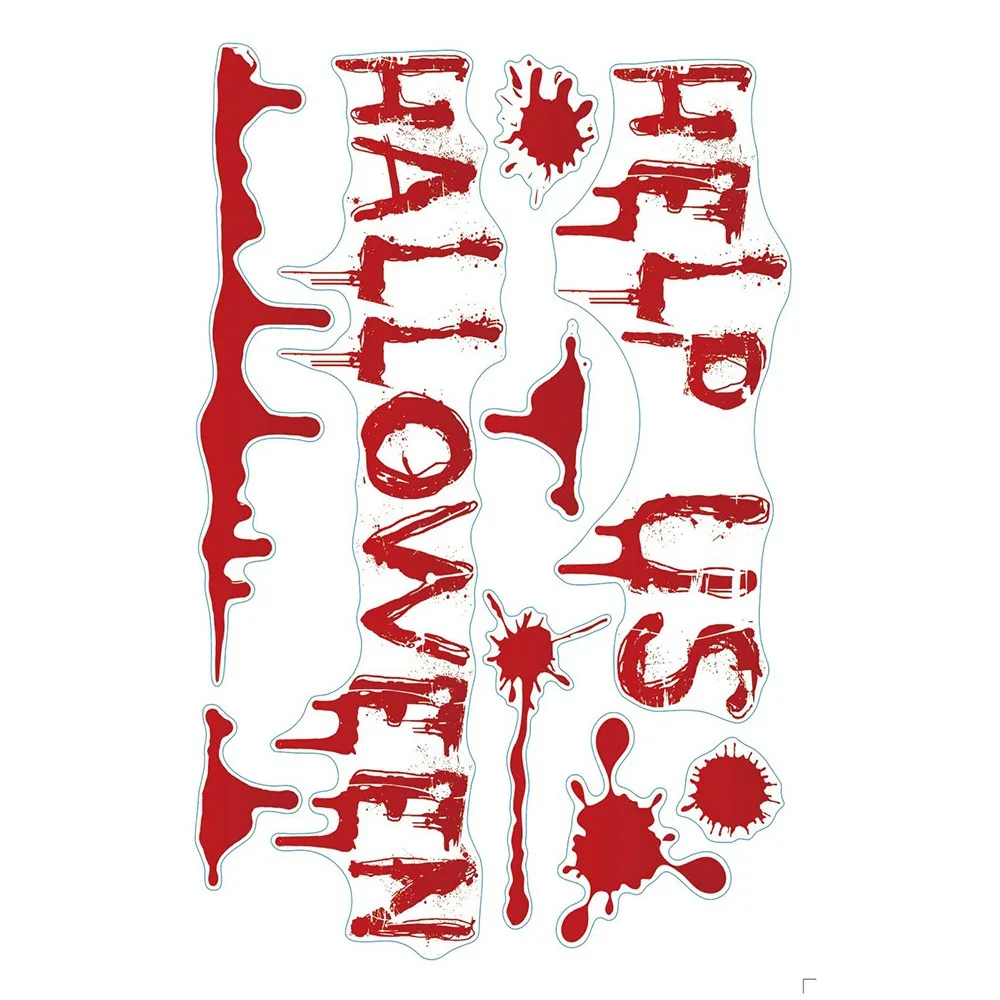 Bloody Handprint Footprint Halloween Decorative Stickers Skull Pattern Multicolor Static Cling Decal Waterproof Scene Ornament