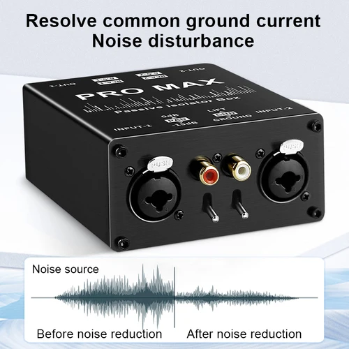 Imagen 2 del producto Isolador de Audio con reducción de ruido, caja de tierra DI de 6,35 a cañón, tarjeta de sonido estéreo para guitarra eléctrica agrícola, muestra el eliminación de ruido