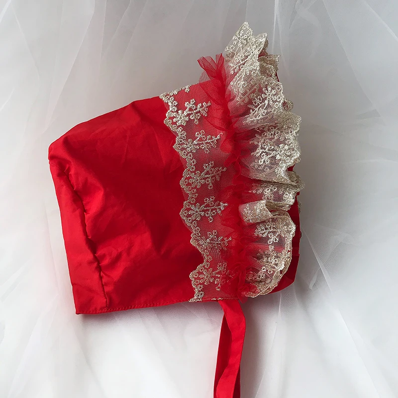 Lolita Bonnet Hat Vintage Victorian Maid Cosplay Women Girls Pumpkin Sweet Cotton Cap Lace Up Straps