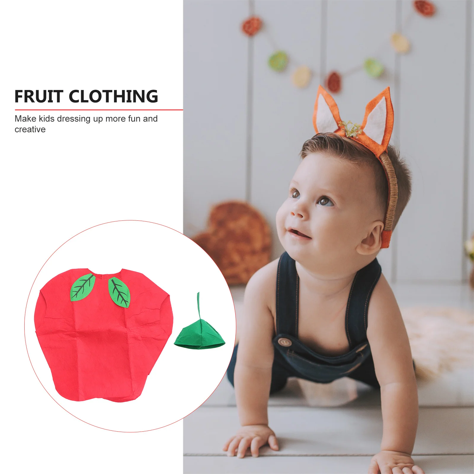 

Apple Costume For Kids Loose Fit Fruit Design Easy Wear Adorable Outfit For Halloween Party School Performance Children