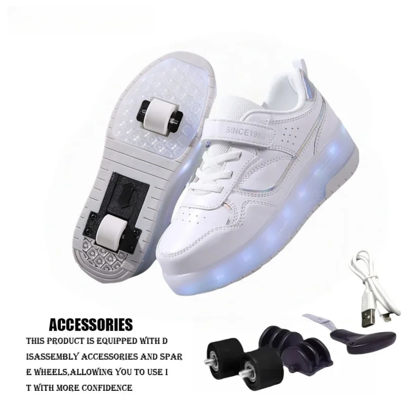 2025 أحذية تزلج دوارة جديدة للأولاد والبنات أحذية رياضية غير رسمية للجري للكبار والأطفال أحذية رياضية خارجية غير رسمية ذات الاستخدام المزدوج أحذية تزلج دوارة #5