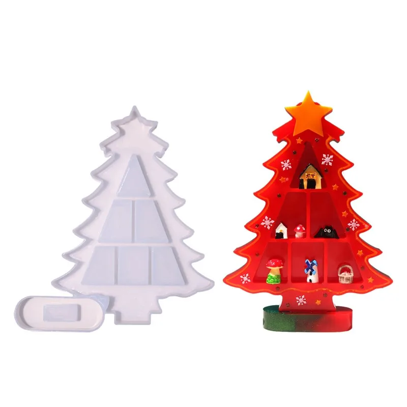 DIY Christmas Decoration Silicone Mold Mini Christmas Tree Home Decoration Crystal Epoxy Resin Molds Handmade Craft Storage Rack