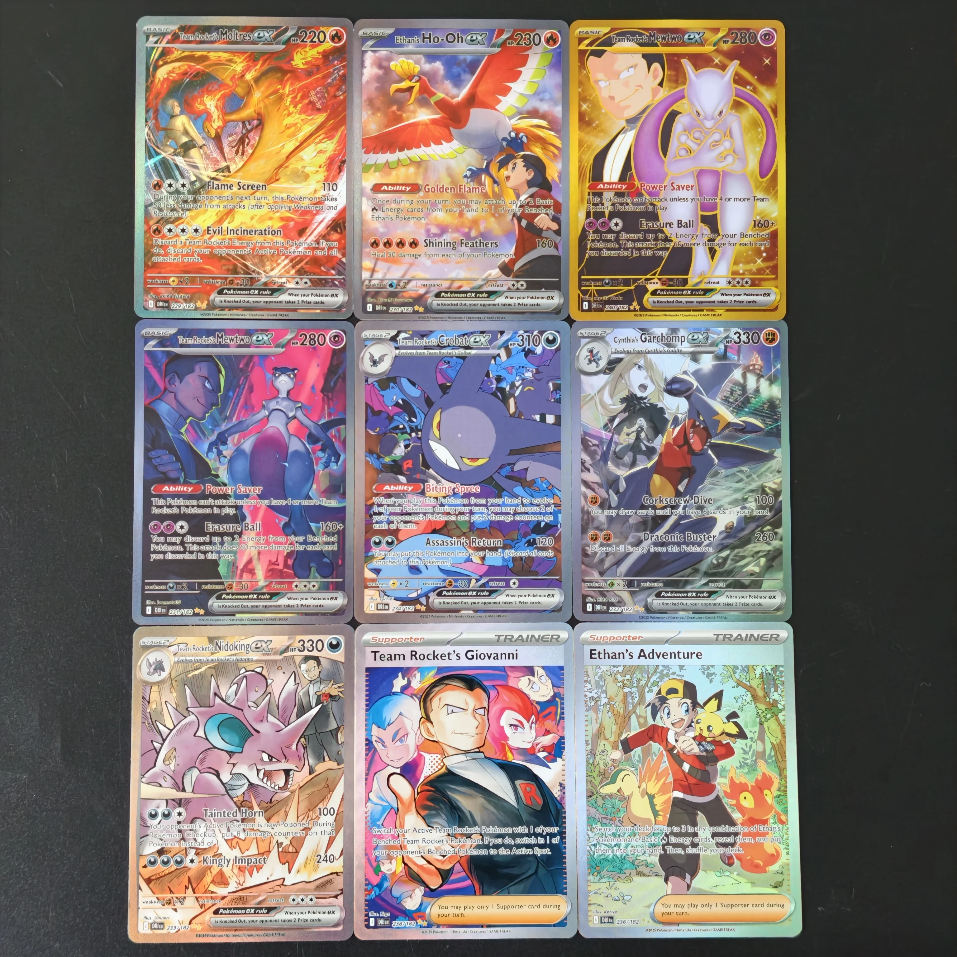 English PTCG Proxy Card Pokemon Destined Rivals DRI Holo Rare Cards Team Rocket Mewtwo Garchomp Giovanni Trainer Self Made Cards