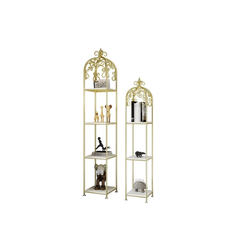 

Premium uxury wrought iron bird cage shelf, living room multi-layer floor flower stand, clothing store bag rack, golden