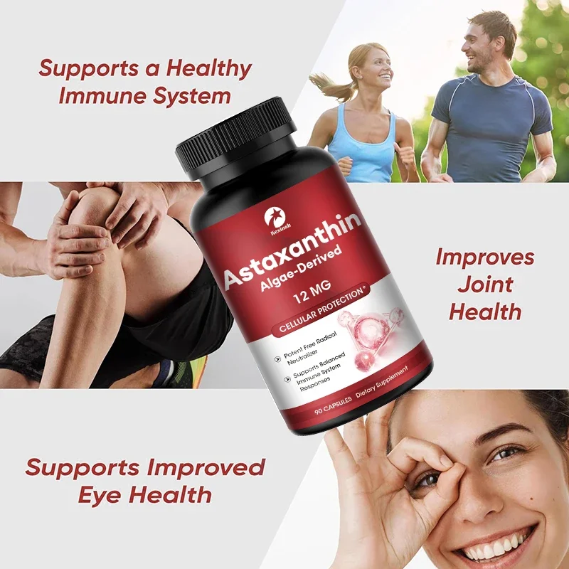 Astaxanthin 12mg Astaxanthin Capsules(EPA, DHA) Joint And Skin Health Support Immunity Antioxidant Dietary Supplement