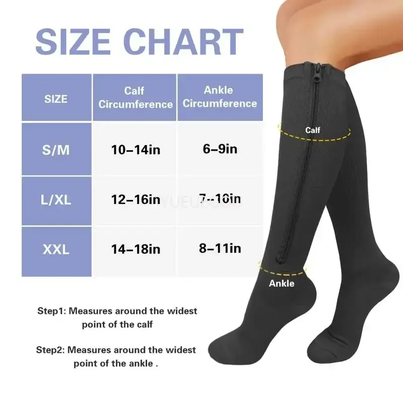 Zipper Compression Socks  for Women Men Open Toe Support Stockings Pain Relief Varicose Veins Edema Sports Recovery
