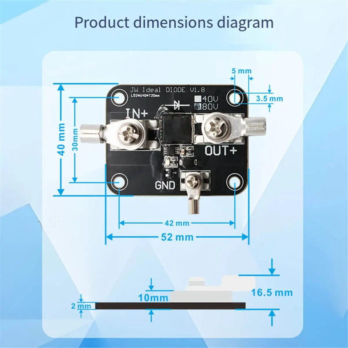 2026 New 80V 50A Ideal Diode Controller Module 1.5 Milliohms Internal Resistance Solar Backflow Prevention Module