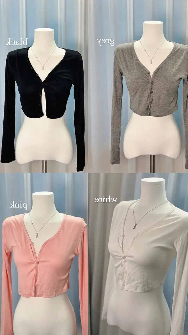 

Slim Fit Long Sleeve Cardigan Simple Short Style Outerwear V-Neck Wool Blend Cotton Casual Summer Shirt Open Front Coat