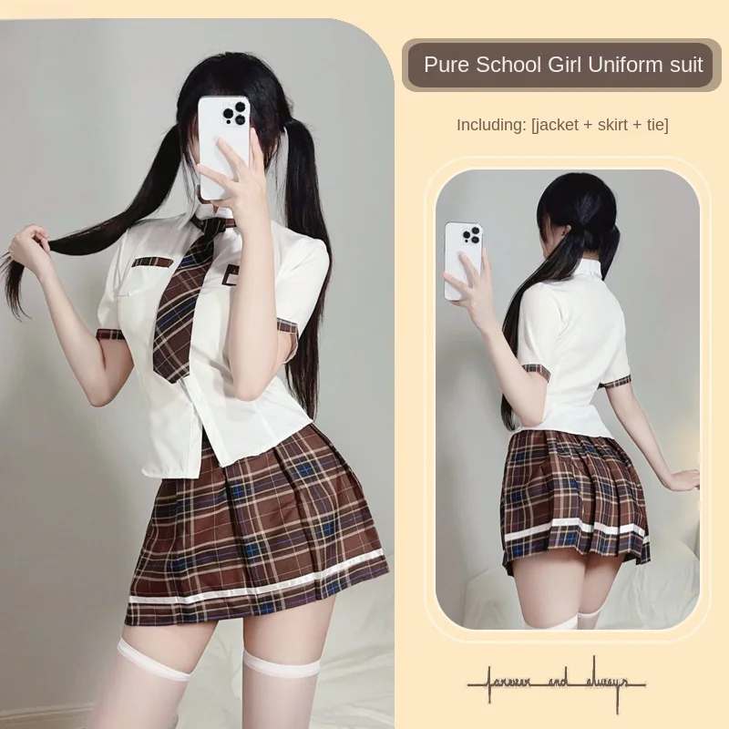 Adult Womens Schoolgirl Costume Prep School Halloween Costume Lingerie Cosplay Japanese Sexy Female Student Academy Style Outfit