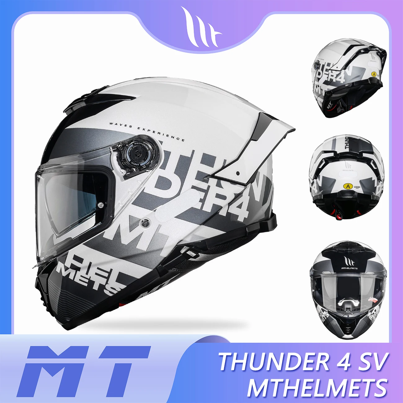 

НОВЫЕ мотоциклетные шлемы MT Thunder 4 SV, анфас, гоночный шлем, высококачественный корпус из АБС-пластика, черный и белый, размер S-4XL