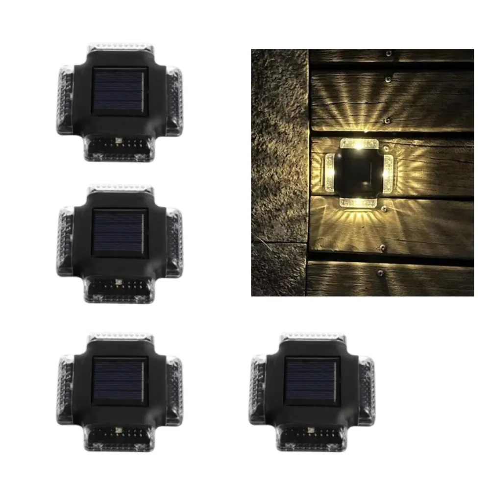 

4Pcs Polycrystalline Silicon Outdoor Solar Light Lightweight 3 Light Modes Garden Fence Light Waterproof Solar Powered