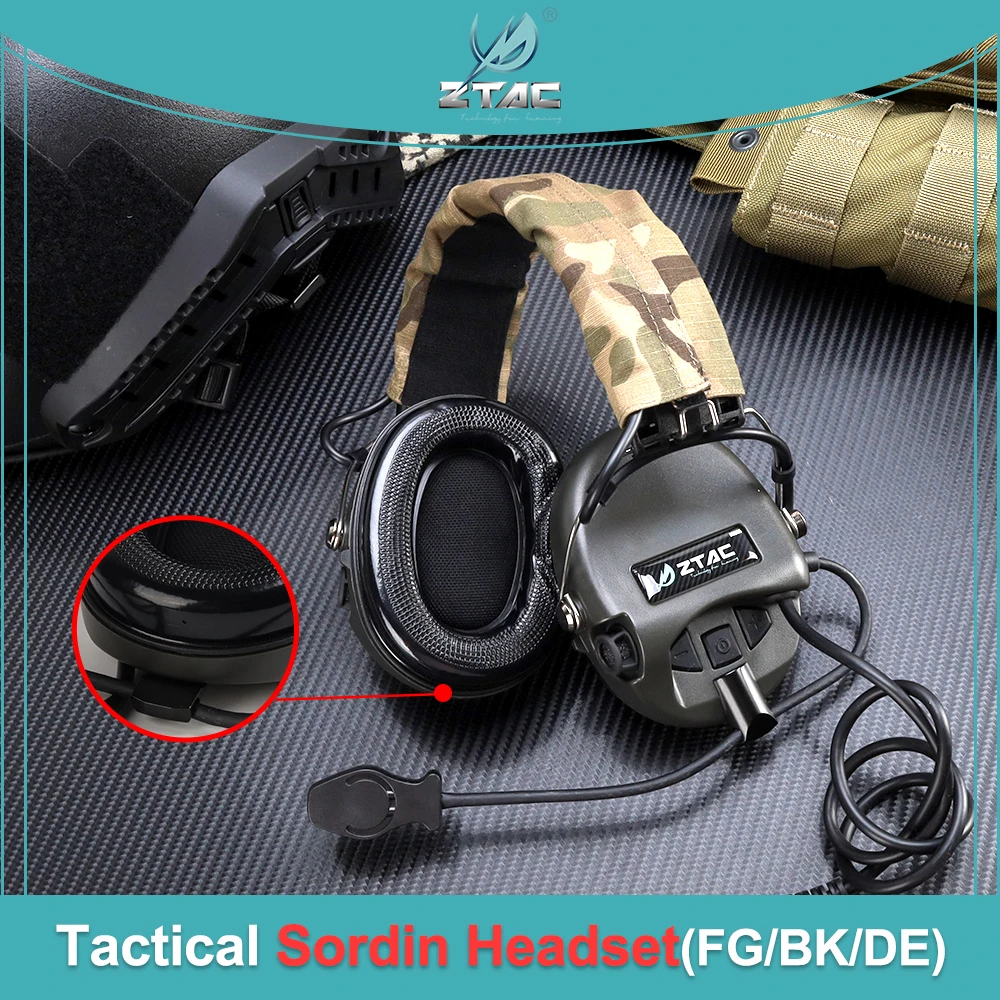 Auriculares tácticos Sordin para Z-TAC, reducción de ruido, tiro activo, equipos Airsoft, accesorio de caza