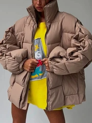 Casaco acolchoado de puffer feminino, jaqueta de intercâmbio feminino, rua principal, verde, grosso, quente, solto, moda, inverno, 2023