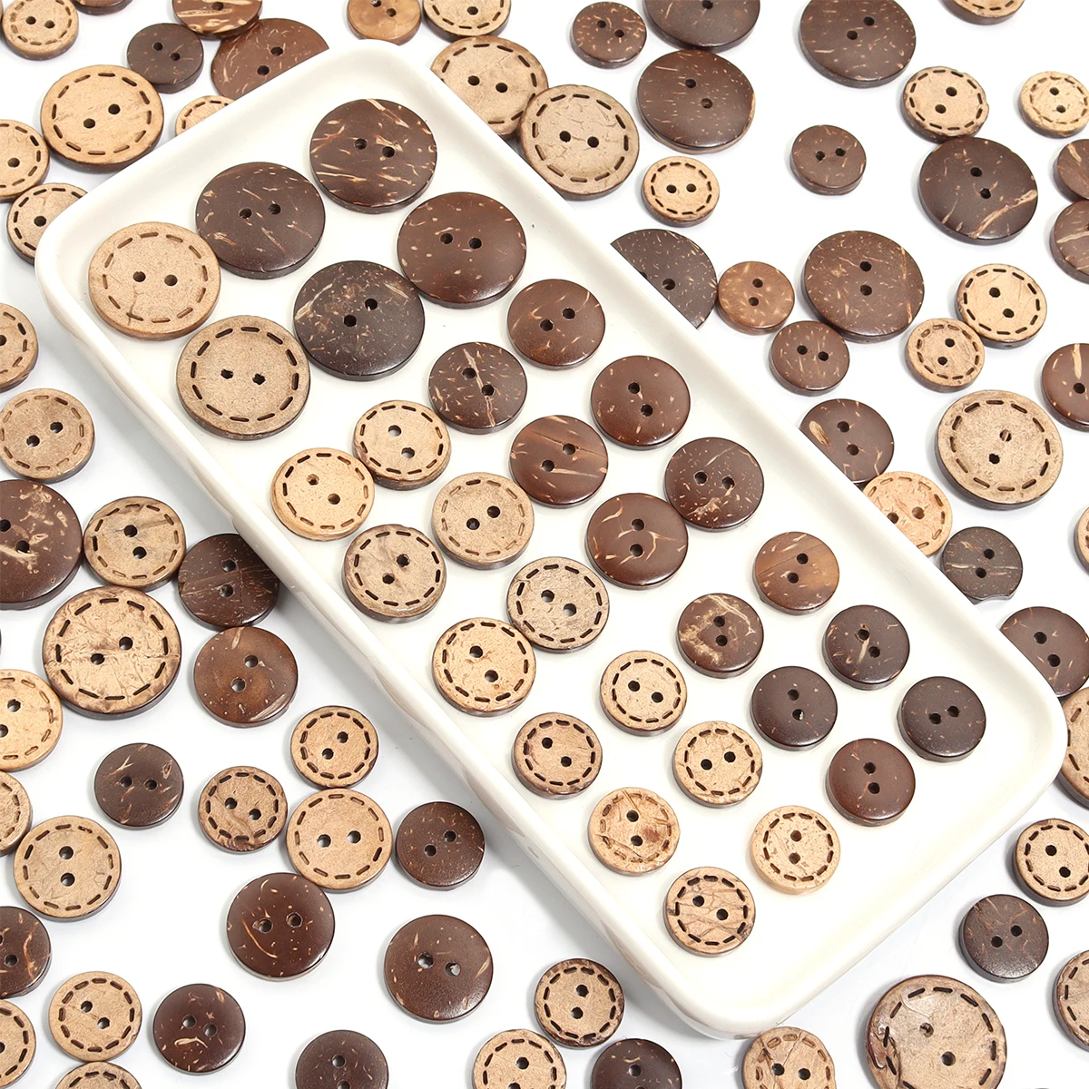 30/50PCS 13/15/20mm Round Dotted Line Wood Buttons Sewing Scrapbooking Clothing DIY Crafts Accessories Gift Card DIY Handmade