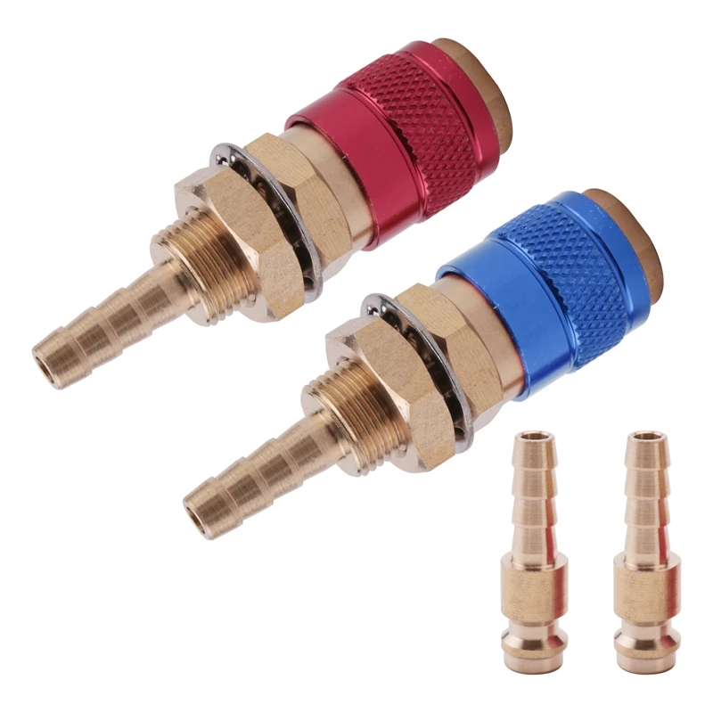 

Promotion! 2Pcs Water Cooled Air Cooled Gas Water Adapter Quick Connector Fitting For MIG TIG Welding Torch Plug, Blue+Red