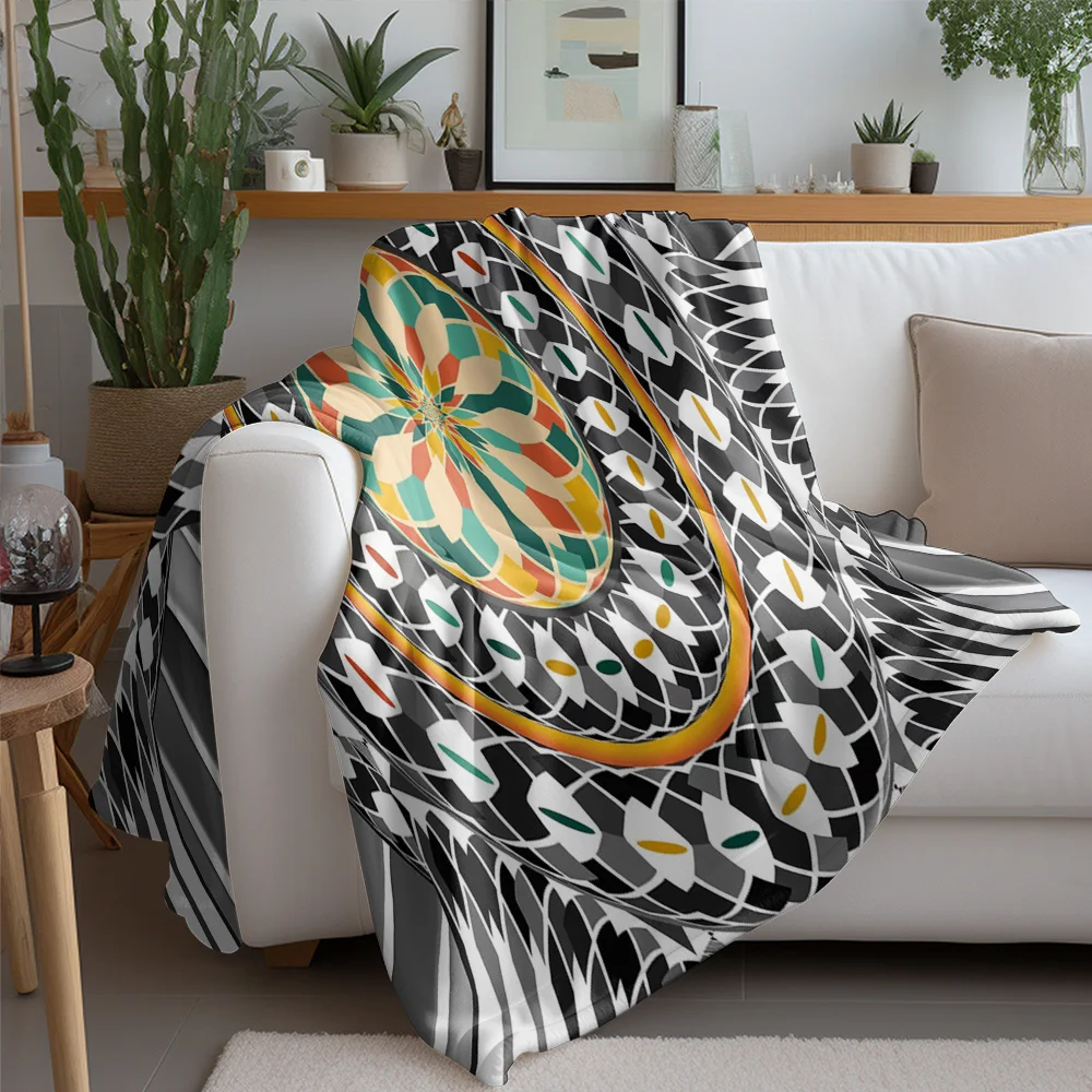 Geometric Mandala Print Blanket Decorative Throw Cushion Cover Sofa Bed Bedspread Home Decor