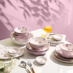 LingAo-Ins Wind Purple Ceramic Tableware, Household Dish Set, High-appearance Level, Wholesale