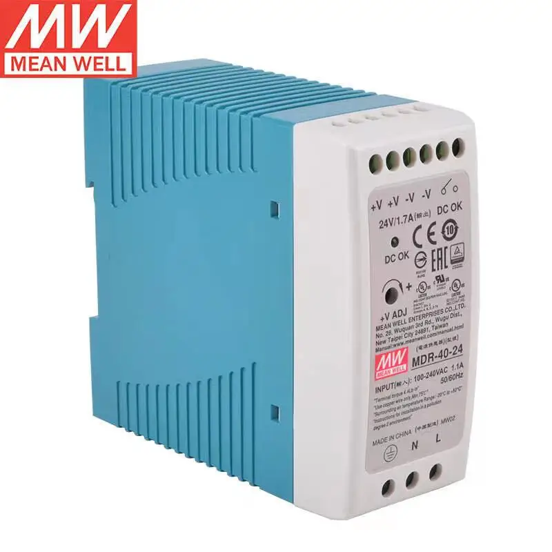 

MeanWELL MDR-40-24 24V 1.7A 40.8W Single Output Industrial DIN Rail Power Supply Brand New Original Authentic AC-DC