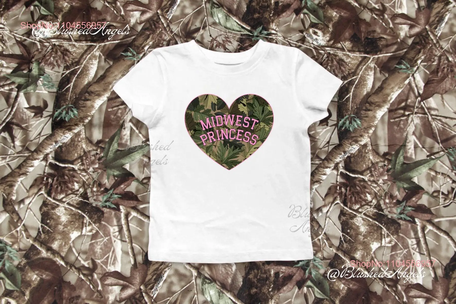 Midwest Princess Pink Heart Camo Chappell Roan T Shirt Baby Merch Trendy Good Luck Babe Trending long or short sleeves