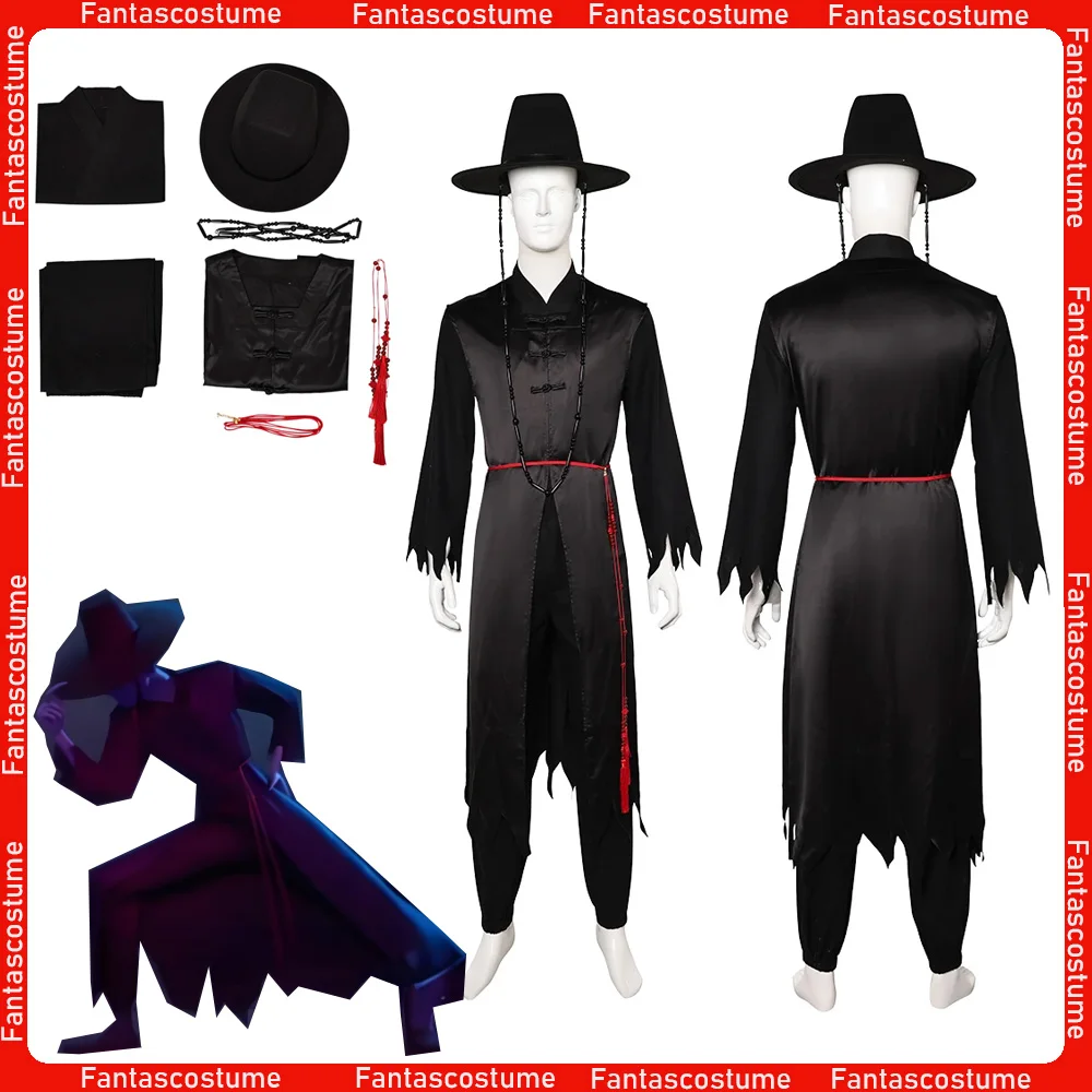 

Saja Cos Boy Jinu Cosplay Costume KPop Demon Roleplay Hunters Men Boys Black Pants Belt Hat Outfits Halloween Carnival Suit
