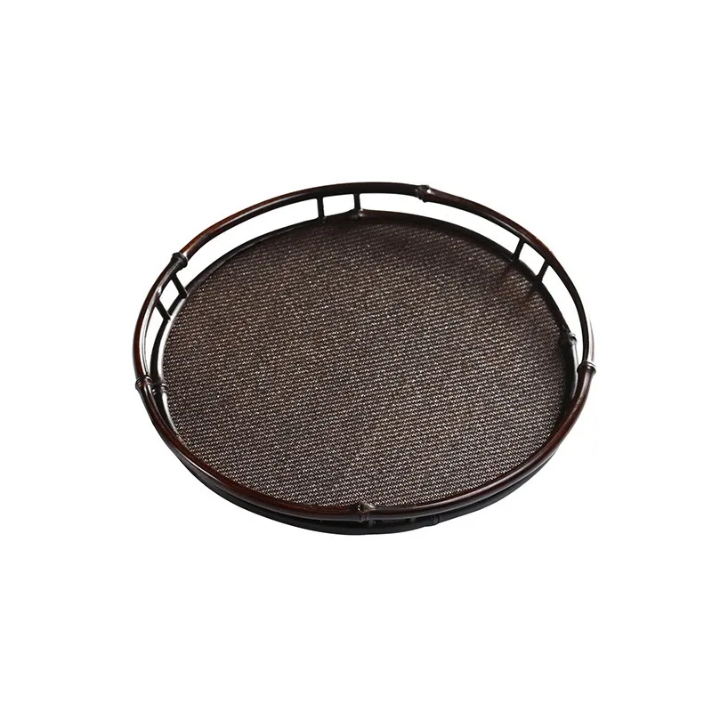

Handmade bamboo tea tray Household Merlot bamboo storage tray Text plate Dry soaking table Round tray Rattan mat