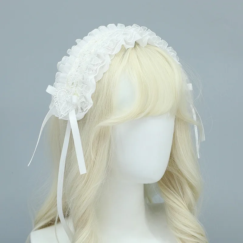 Sweet Hair Hoop Girls Cute Ruffled Cosplay Headband Hair Band Hair Accessories Lace Bow Ribbon Headdress Lolita DIY Headwear