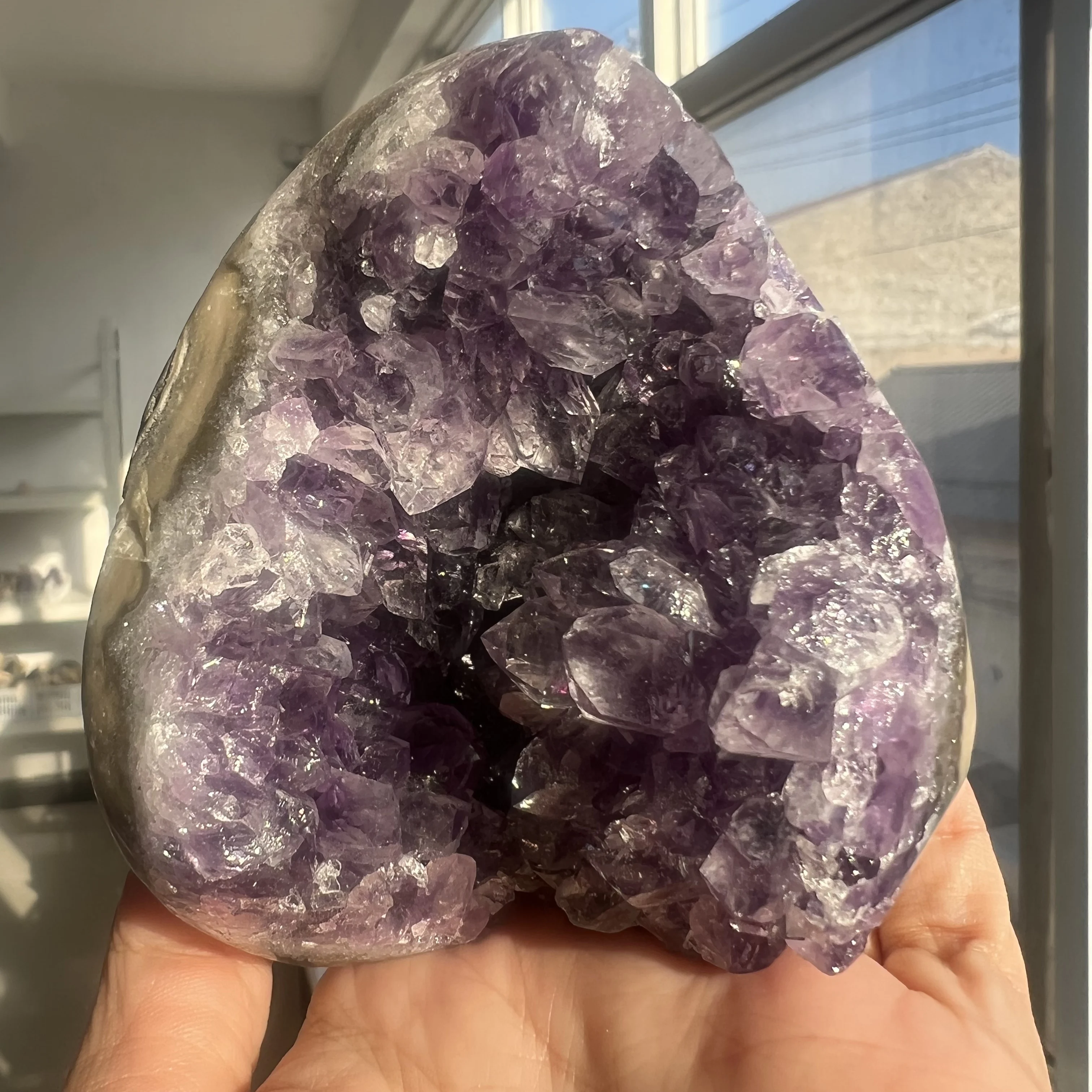 539g 9cm  Natural Uruguay Dream Amethyst Quartz Crystal Cluster stand