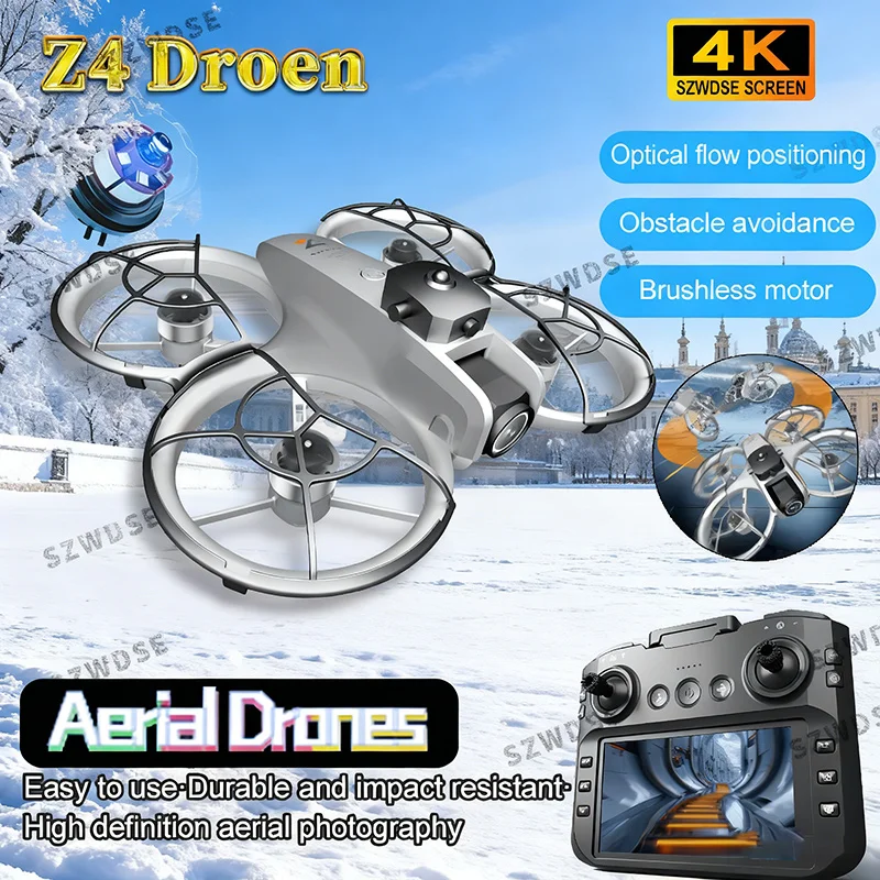 

New Z4 Drone 4K HD Aerial Photography Headless Brushless Motor optical flow Dual Camera Obstacle Avoidance With Screen Drone Toy