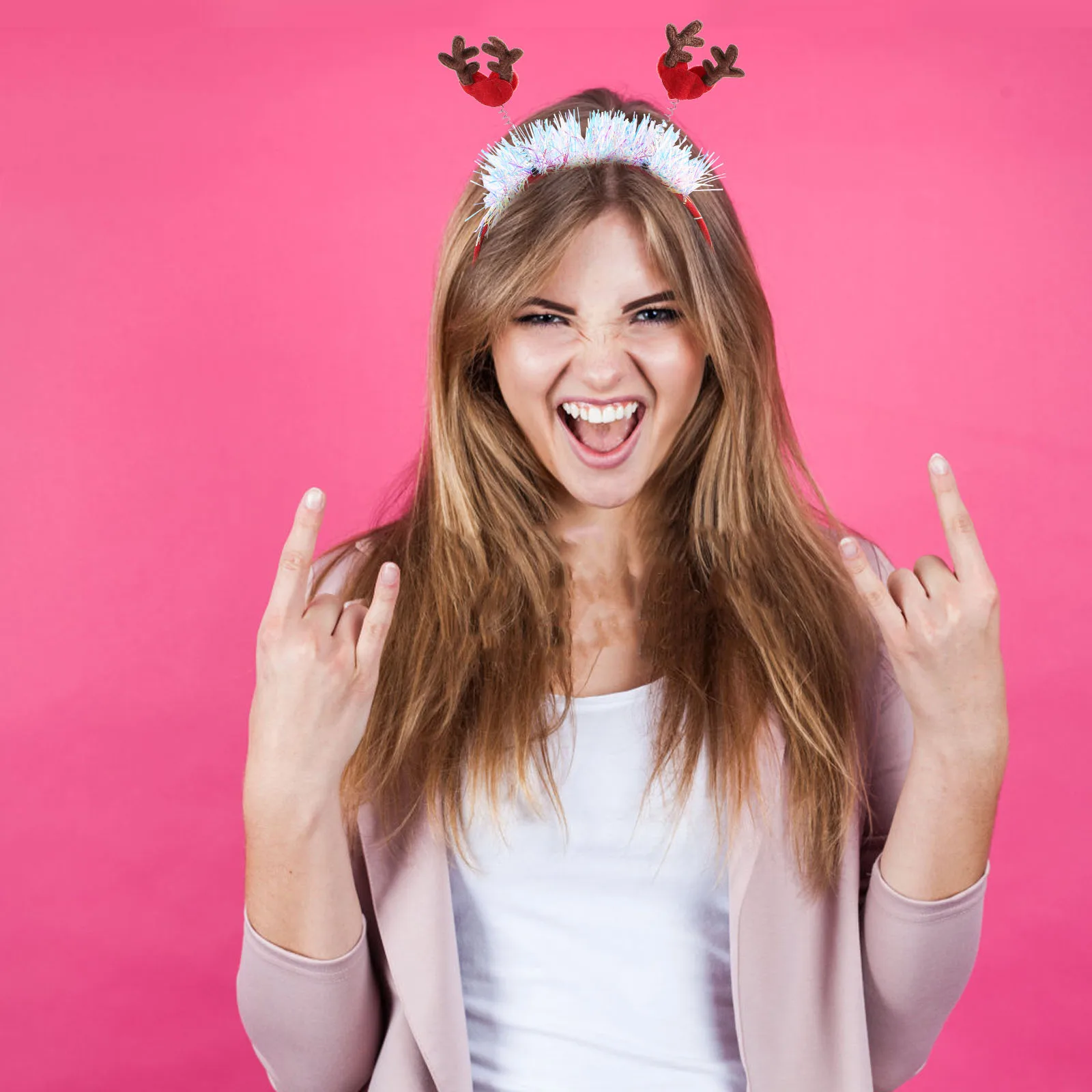 

Christmas Heart Antler Headband Cute Reindeer Antlers Xmas Party Headband Photo Prop Holiday Accessories Accessories
