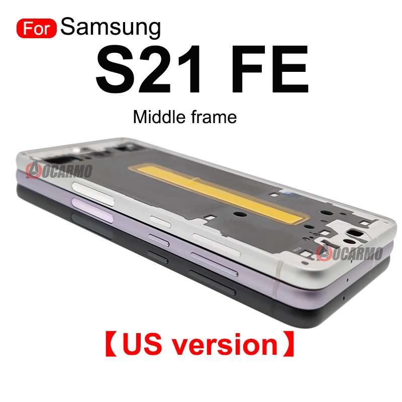 For Samsung GALAXY S21 FE S21fe Middle Frame Plate With Side Keys +Sim Card And Back Battery Cover Repair Replacement Part