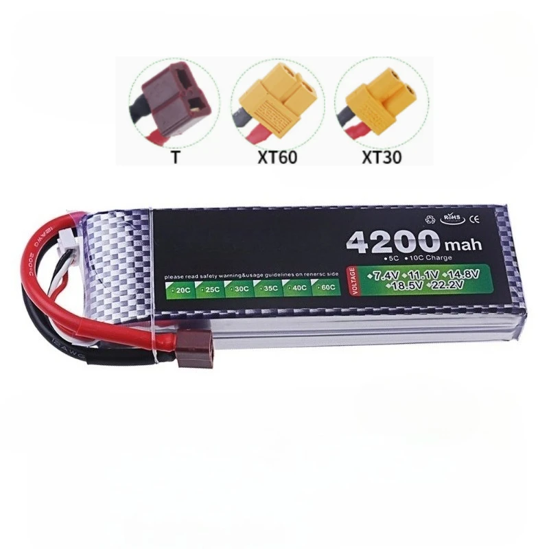 New 7.4V 4200mAh 30C High-capacity Li-Polymer Rechargeable Battery for Remote Control Model Cars High Quality Battery
