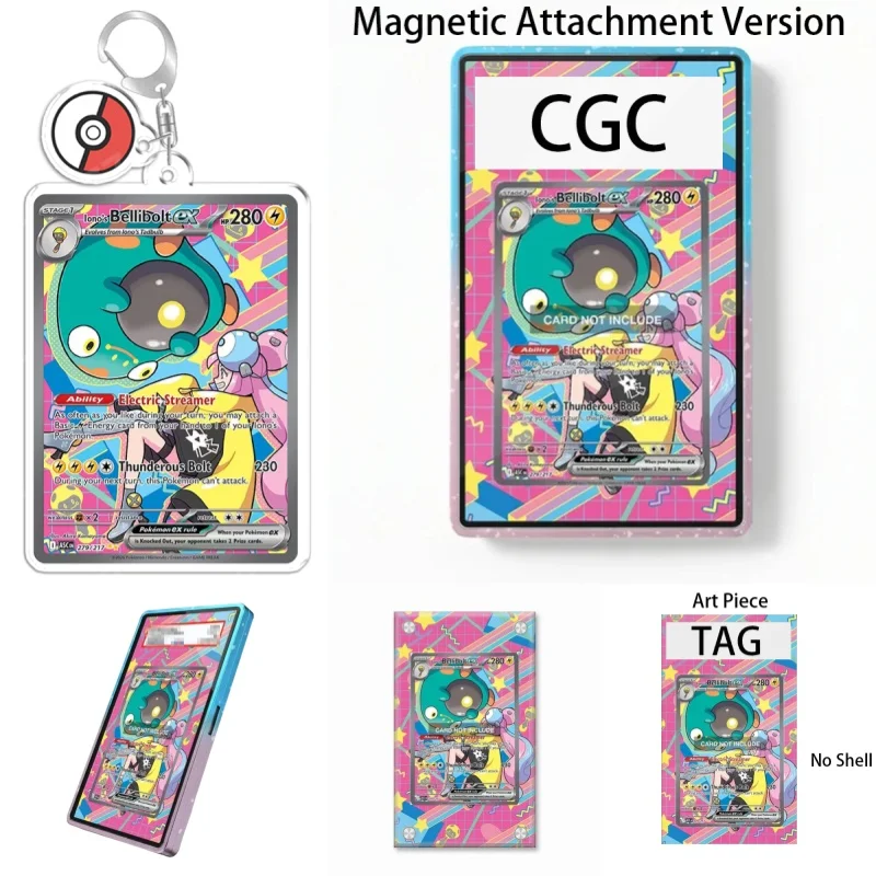 Art Display for Pokemon TCG Iono s Bellibolt Ex Anime Expand Art Fans Gift Recyclable Acrylic Protective Case Keychain