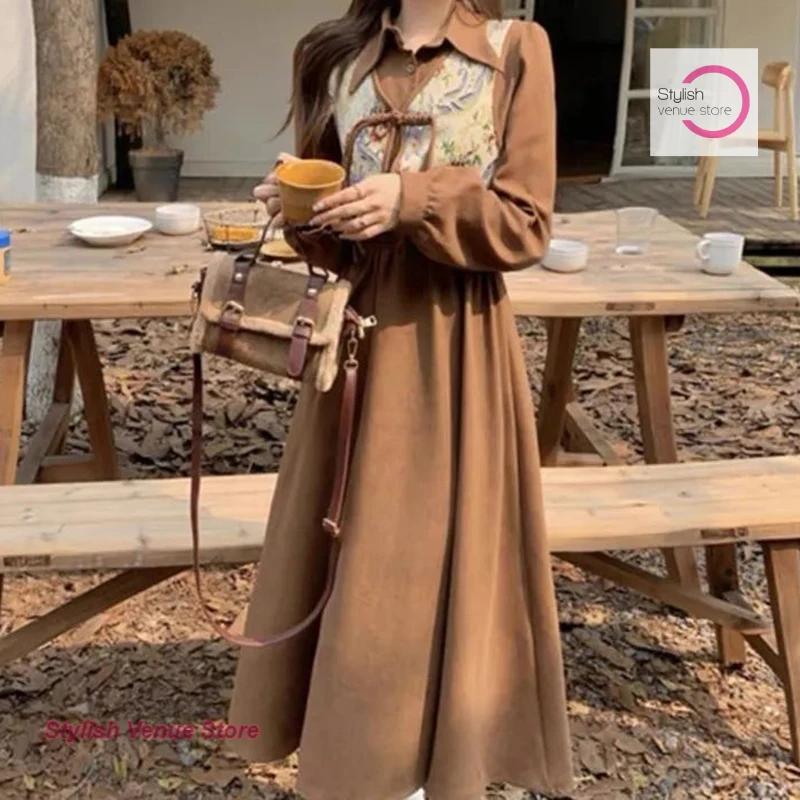 

New Chinese style buckle national wind vest two-piece dress autumn and winter plus size loose retro waist slimming suit skirt