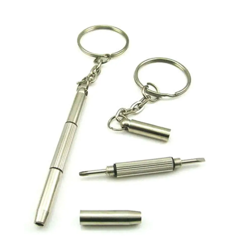 Portable 3 In 1 Screwdriver Eyeglass Sunglass Watch Repair Screwdriver Set Keychain Stainless Steel Mini Screwdriver Hand Tools view 2