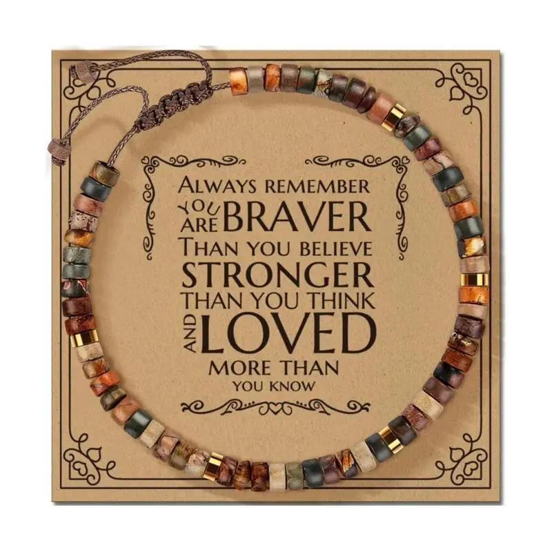 

A52E Stone Bracelet With Adjustable Fit and Blessing Card Available In Various Color for Personalize Styles Expression