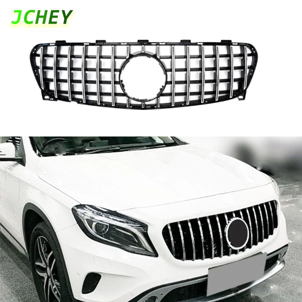 

JCHEY Bumper Black Silver Suitable For Benz GLA Class X156 GLA180 GLA200 GLA250 GLA45 2014 - 2016 ABS Front Grille